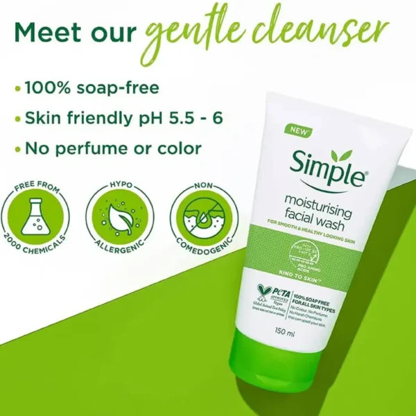 ژل شستشو و مرطوب کننده سیمپل Simple Moisturising facial wash